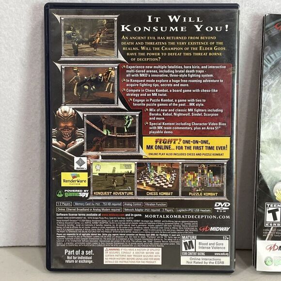 Mortal Kombat: Deception (Sony PlayStation 2, 2004) Complete w/ Manual TESTED - Picture 5 of 7